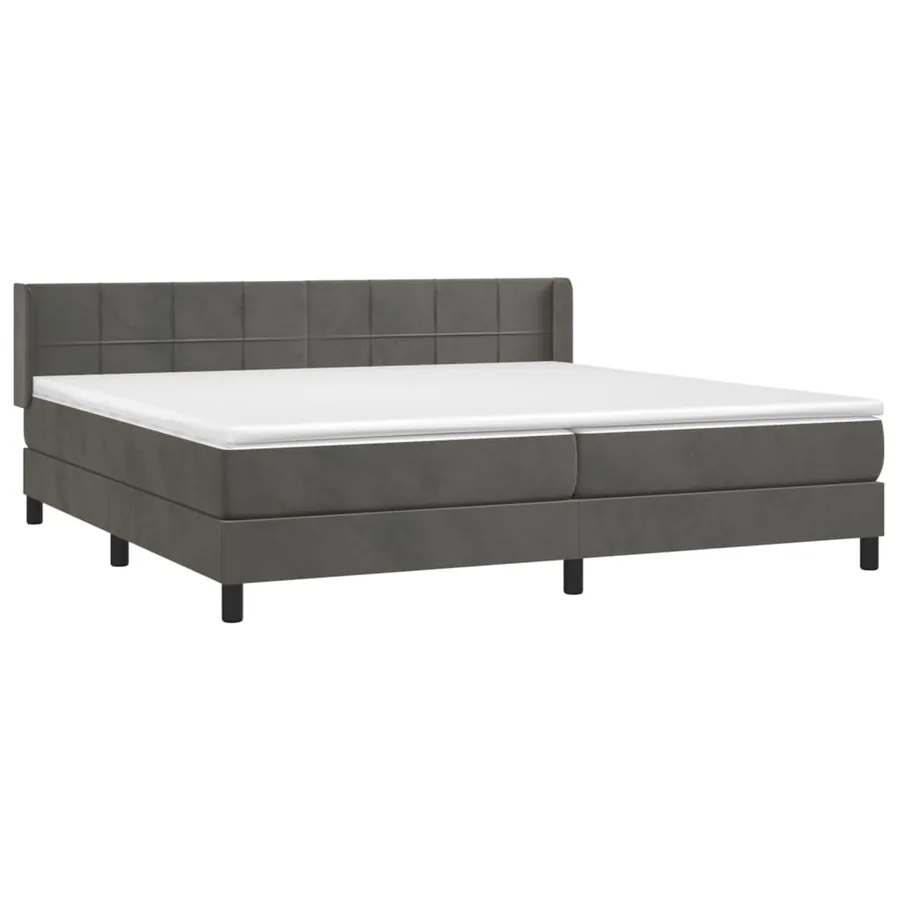 Sommier à lattes de lit et matelas Gris foncé 200x200cm Velours - 3