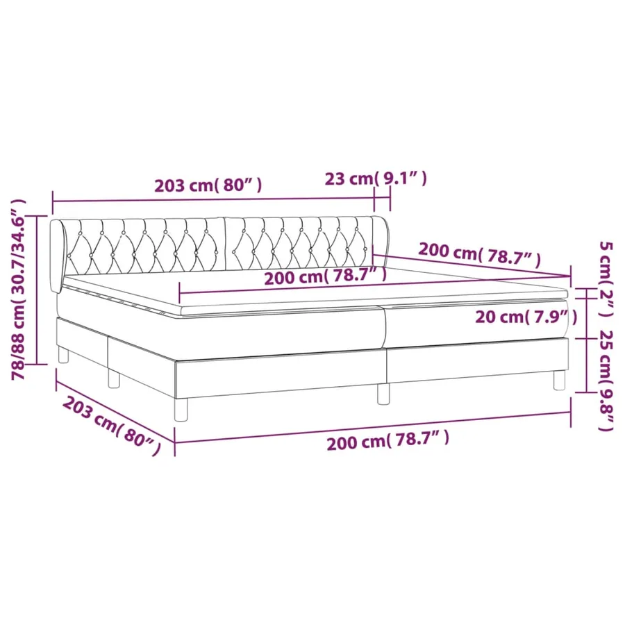 Sommier à lattes de lit avec matelas Rose 200x200 cm Velours - 7
