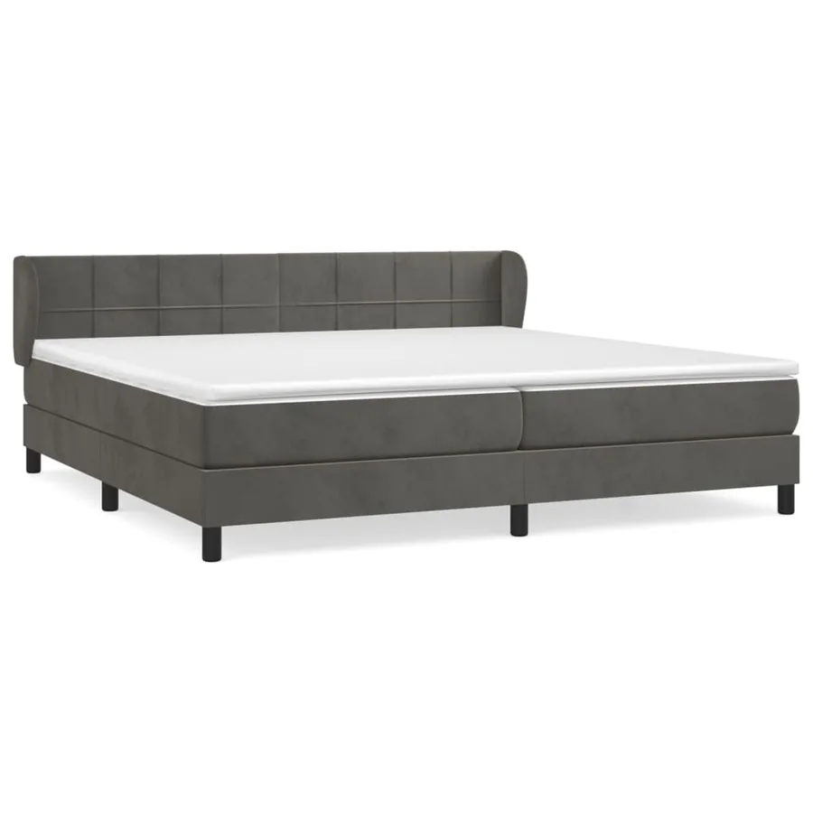Sommier à lattes de lit et matelas Gris foncé 200x200cm Velours - 2