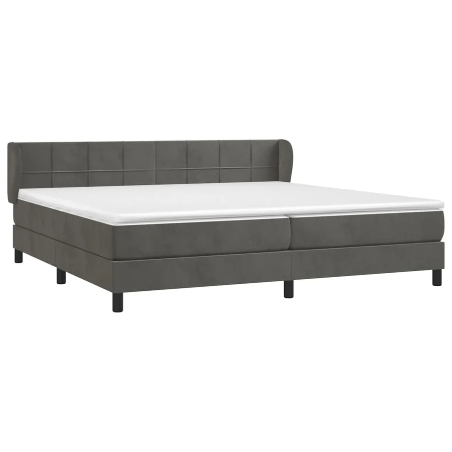 Sommier à lattes de lit et matelas Gris foncé 200x200cm Velours - 3