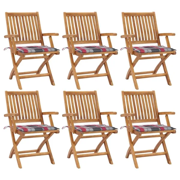 Chaises pliables de jardin avec coussins lot de 6 Bois de teck