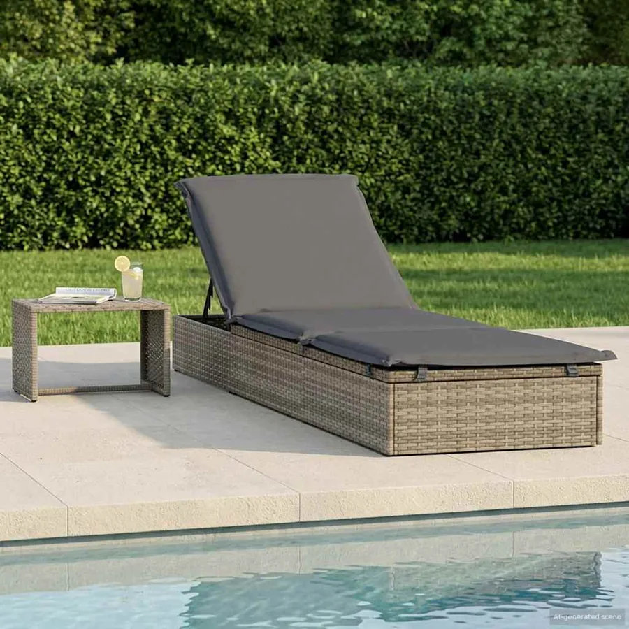 Transat 1 pc avec table noir résine tressée - 12