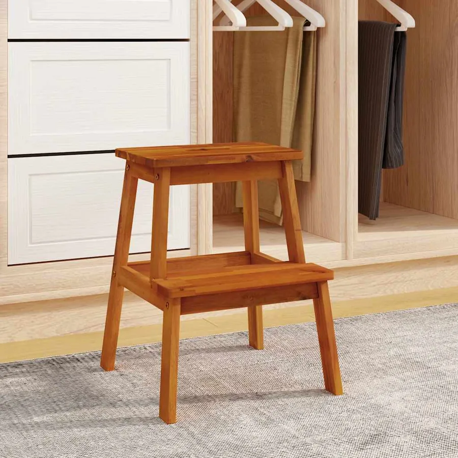 Tabouret-escabeau 2 marches 40x38x50 cm Bois d'acacia solide - 3
