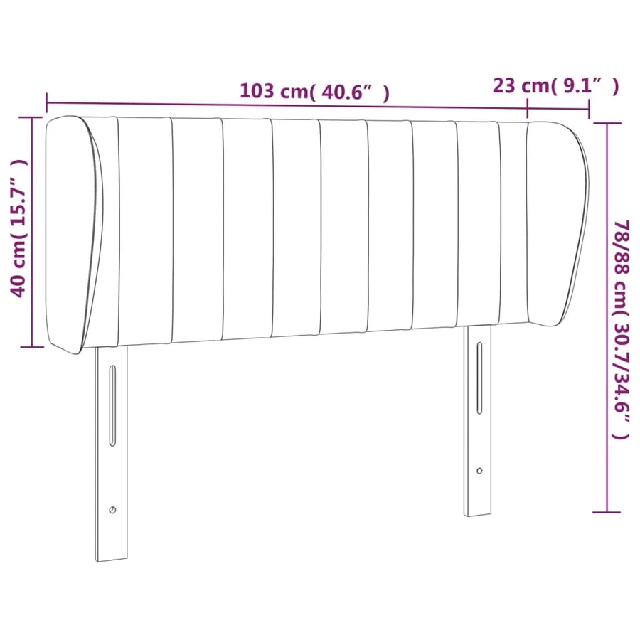 Tête de lit avec oreilles Rose 103x23x78/88 cm Velours - 9