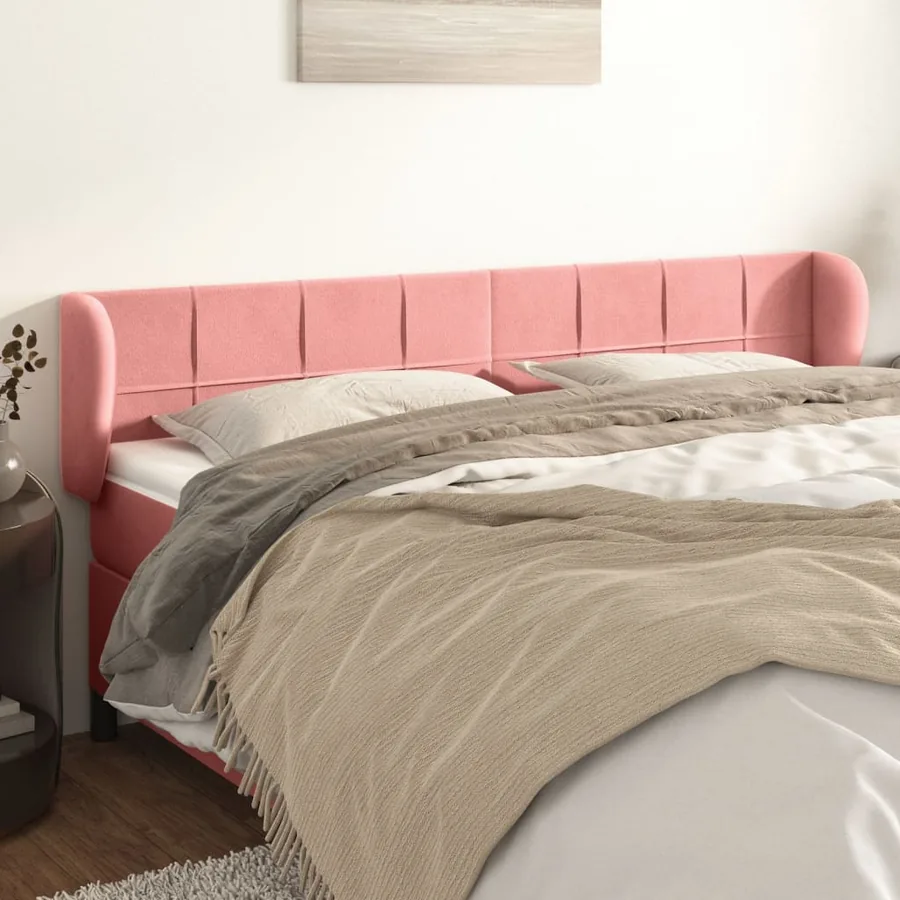 Tête de lit avec oreilles Rose 183x23x78/88 cm Velours