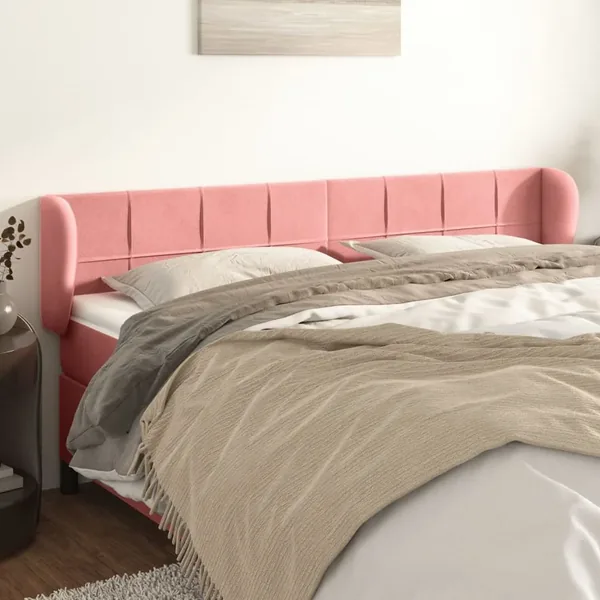 Tête de lit avec oreilles Rose 183x23x78/88 cm Velours