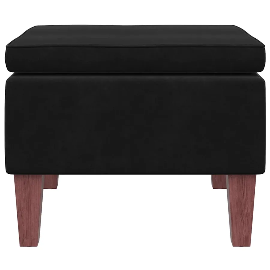 Tabouret avec pieds en bois Noir Velours - 3