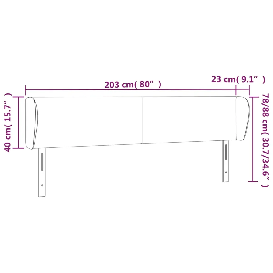 Tête de lit avec oreilles Rose 203x23x78/88 cm Velours - 9