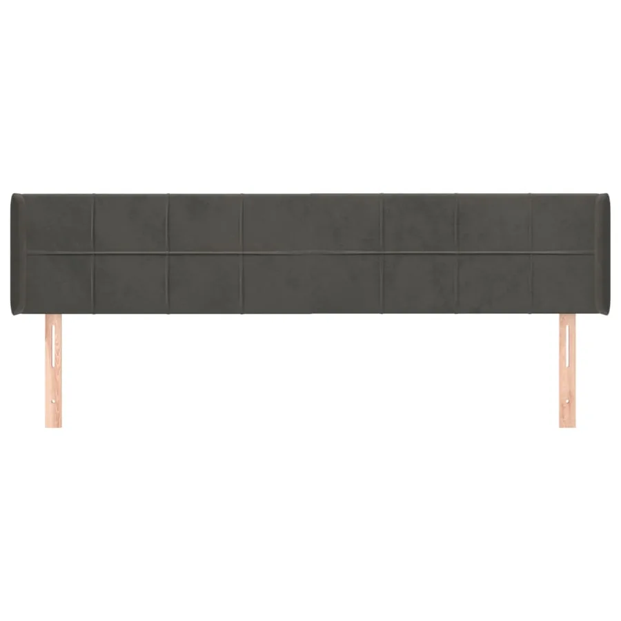 Tête de lit avec oreilles Gris foncé 203x16x78/88 cm Velours - 3