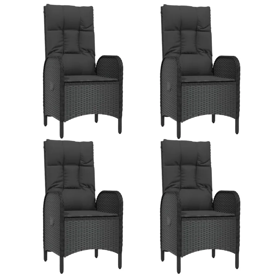 Ensemble à manger de jardin coussins 5pcs Noir Résine tressée - 4