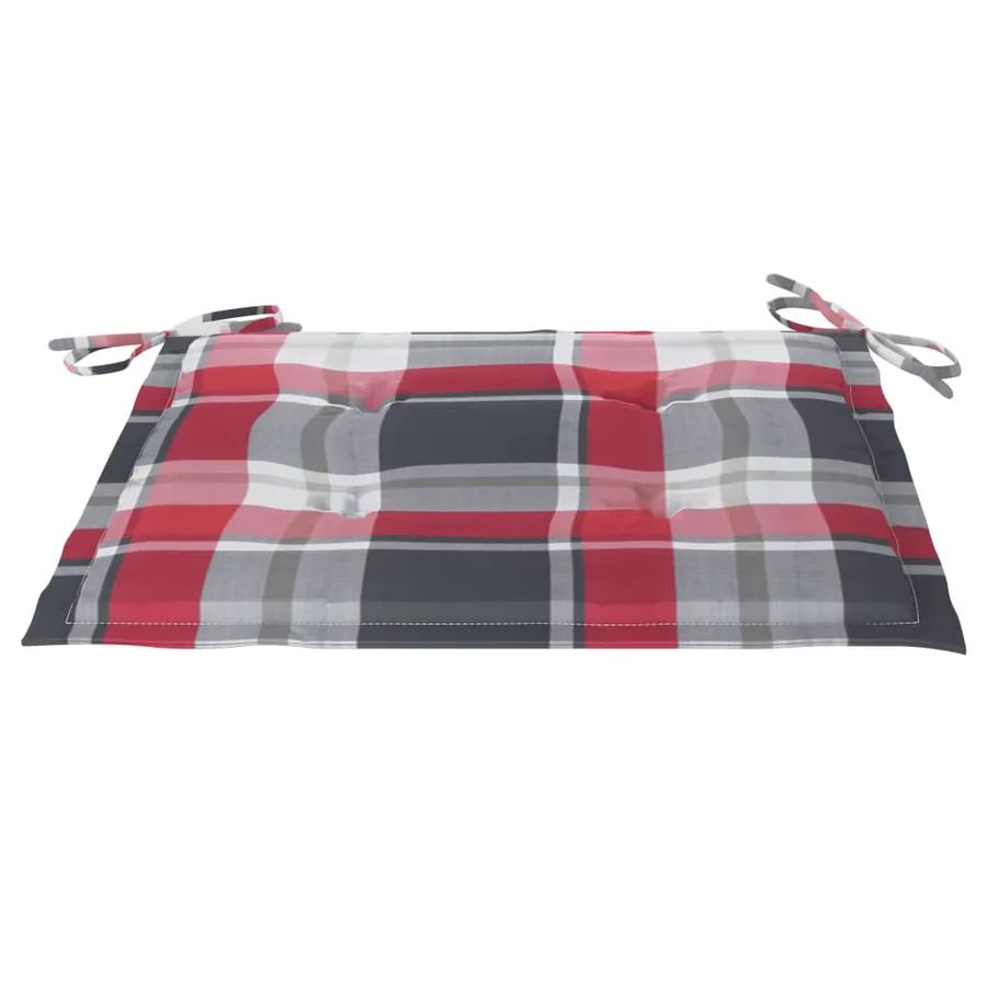 Chaises de jardin et coussins à carreaux rouge lot de 6 Teck - 9