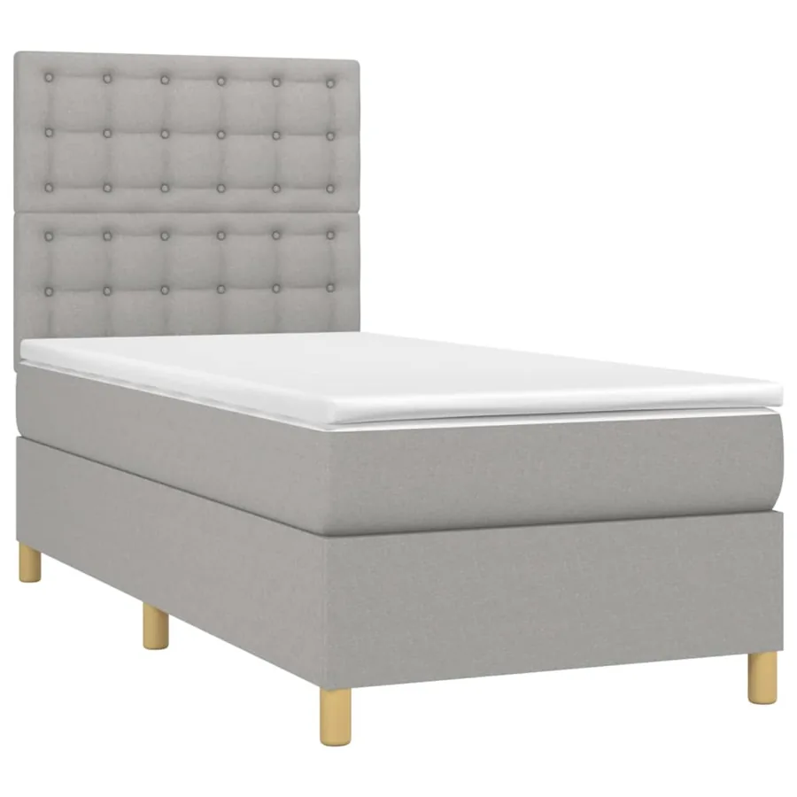 Sommier à lattes de lit et matelas et LED Gris clair 80x200 cm - 3