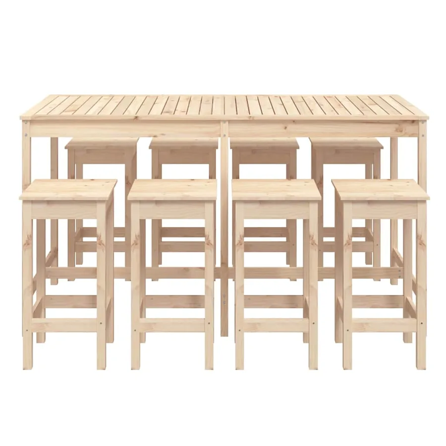 Ensemble de bar de jardin 9 pcs Bois de pin massif - 4