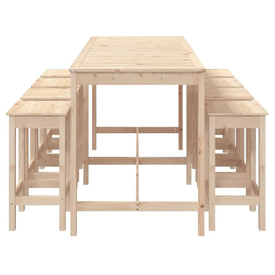 Ensemble de bar de jardin 9 pcs Bois de pin massif - 5