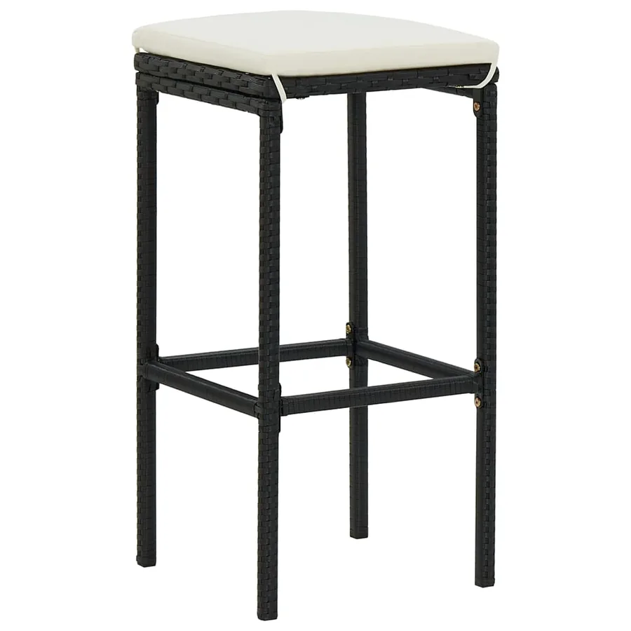 Ensemble de bar de jardin 5 pcs avec coussins noir poly rotin - 5