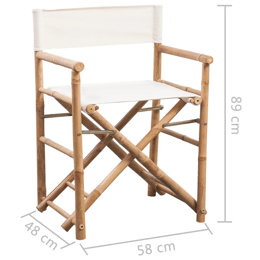 Chaise pliable lot de 2 Bambou et toile - 6