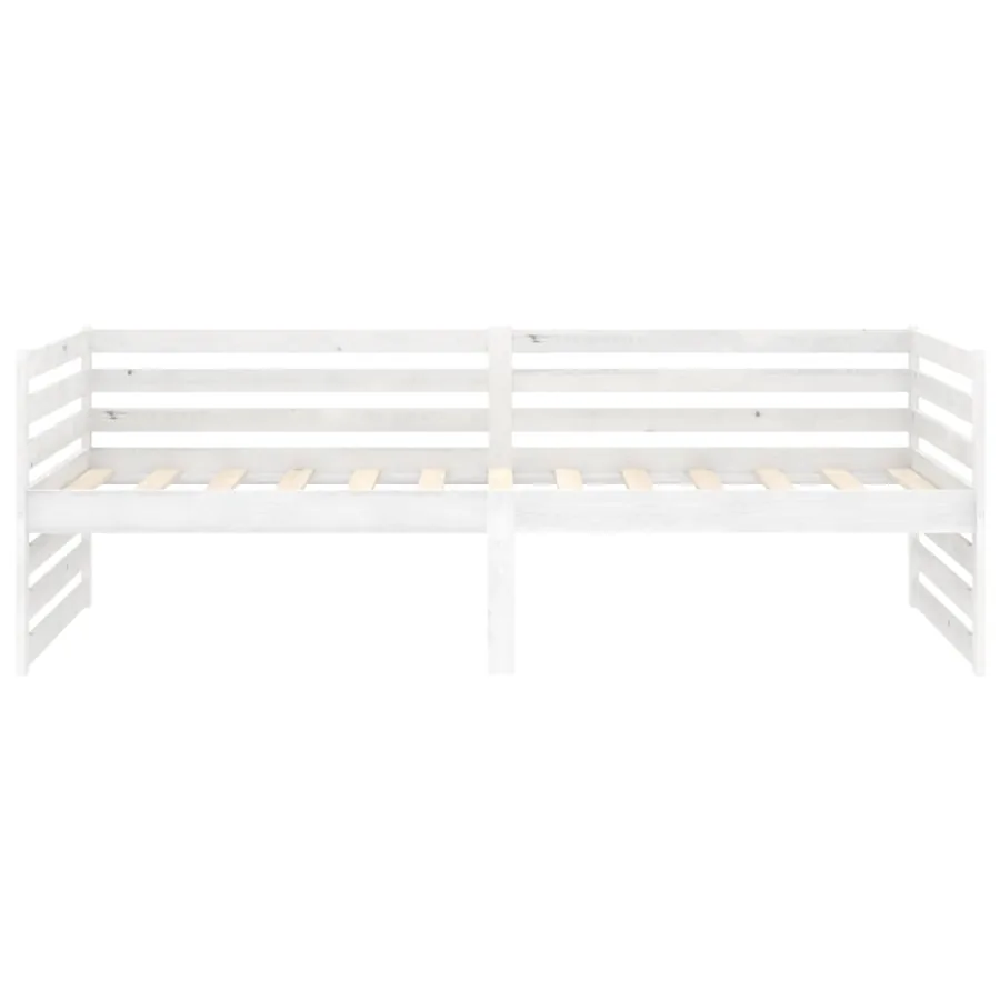 Lit de jour sans matelas blanc bois de pin massif 90x200 cm - 6