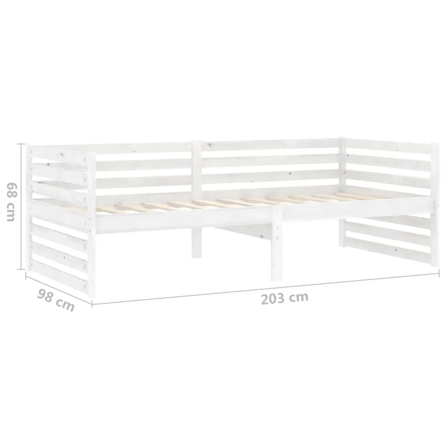 Lit de jour sans matelas blanc bois de pin massif 90x200 cm - 8