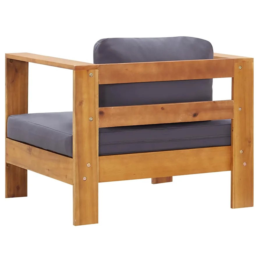 Chaise de jardin avec coussin Gris foncé Bois d'acacia solide - 5