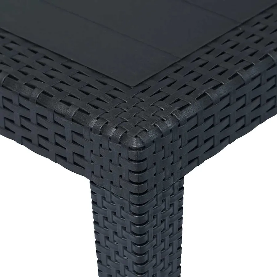 Table de jardin Anthracite 150x90x72 cm Plastique Aspect rotin - 3