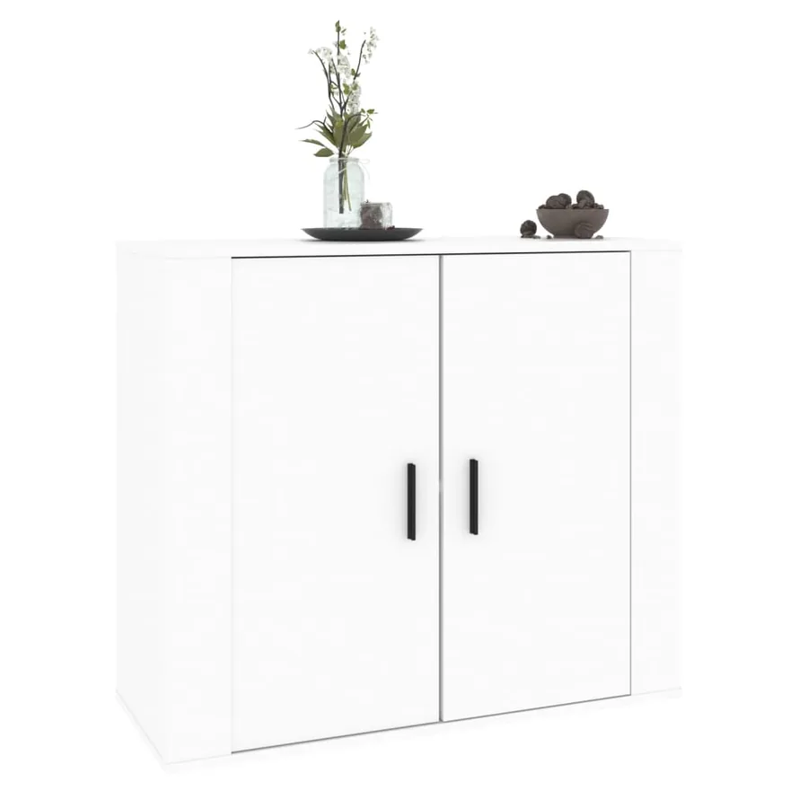 Buffet Blanc 80x33x70 cm Bois d'ingénierie - 7