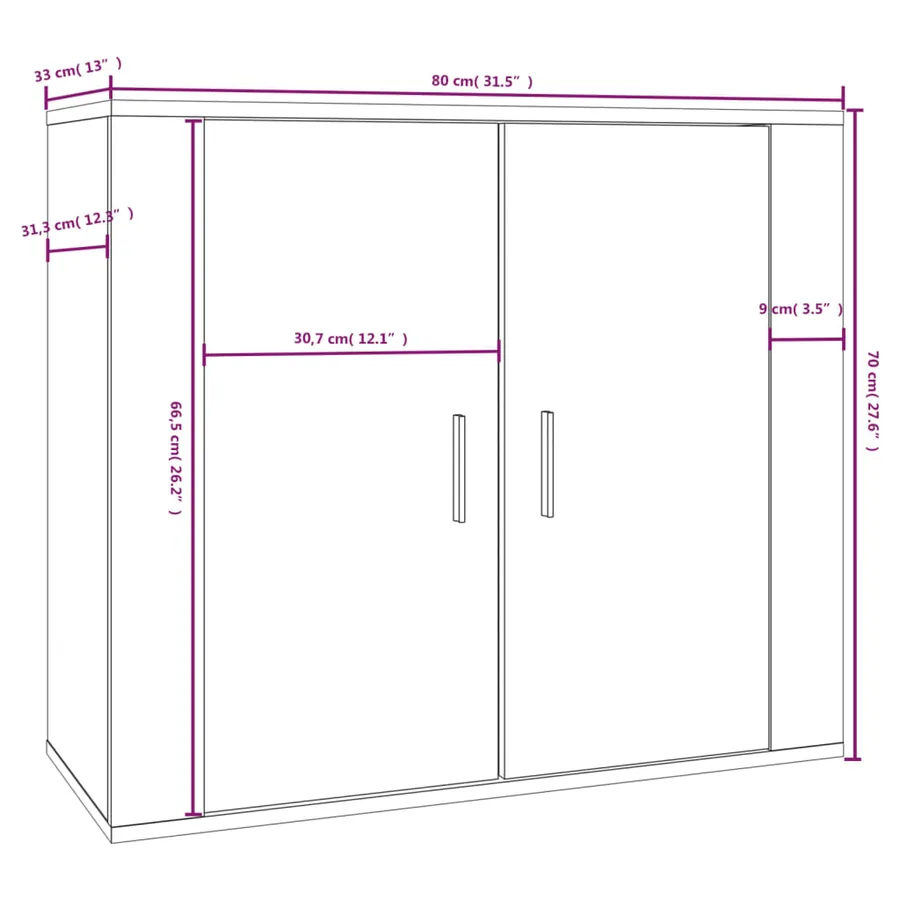 Buffet Blanc 80x33x70 cm Bois d'ingénierie - 9