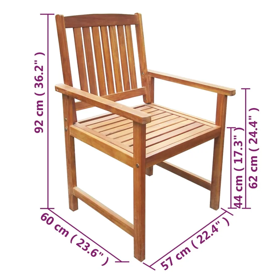 Ensemble à manger d'extérieur 5 pcs Bois d'acacia solide - 8
