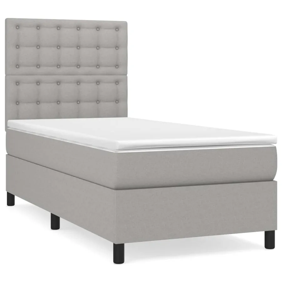 Sommier à lattes de lit avec matelas Gris clair 80x200 cm Tissu - 2