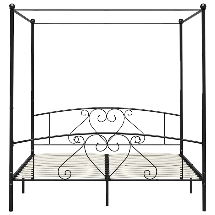 Cadre de lit sans matelas avec baldaquin noir 180x200 cm métal - 3