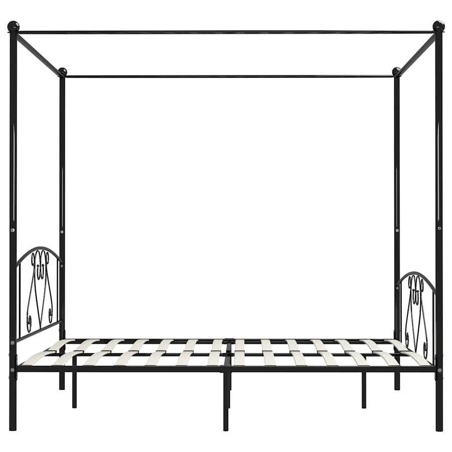 Cadre de lit sans matelas avec baldaquin noir 180x200 cm métal - 4