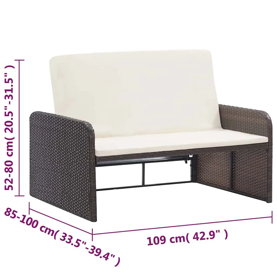 Salon de jardin 2 pcs avec coussins Résine tressée Marron - 12