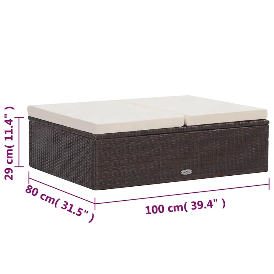 Salon de jardin 2 pcs avec coussins Résine tressée Marron - 13