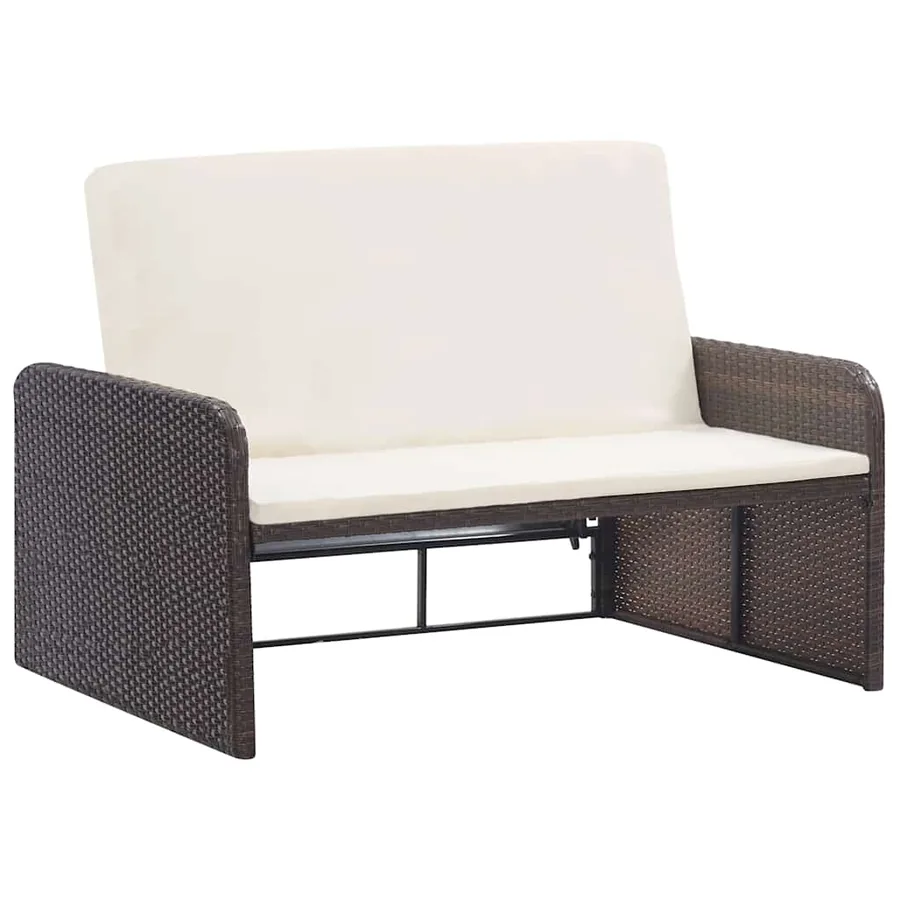 Salon de jardin 2 pcs avec coussins Résine tressée Marron - 5