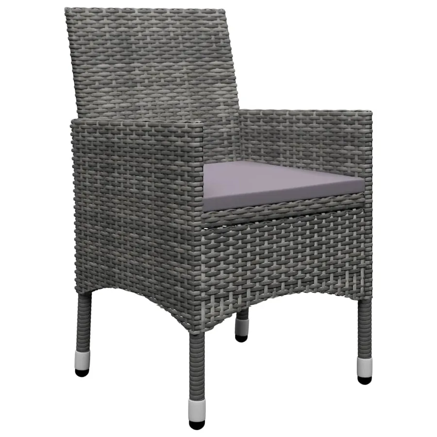 Ensemble de bistro 3 pcs Résine tressée et bois d'acacia Gris - 4