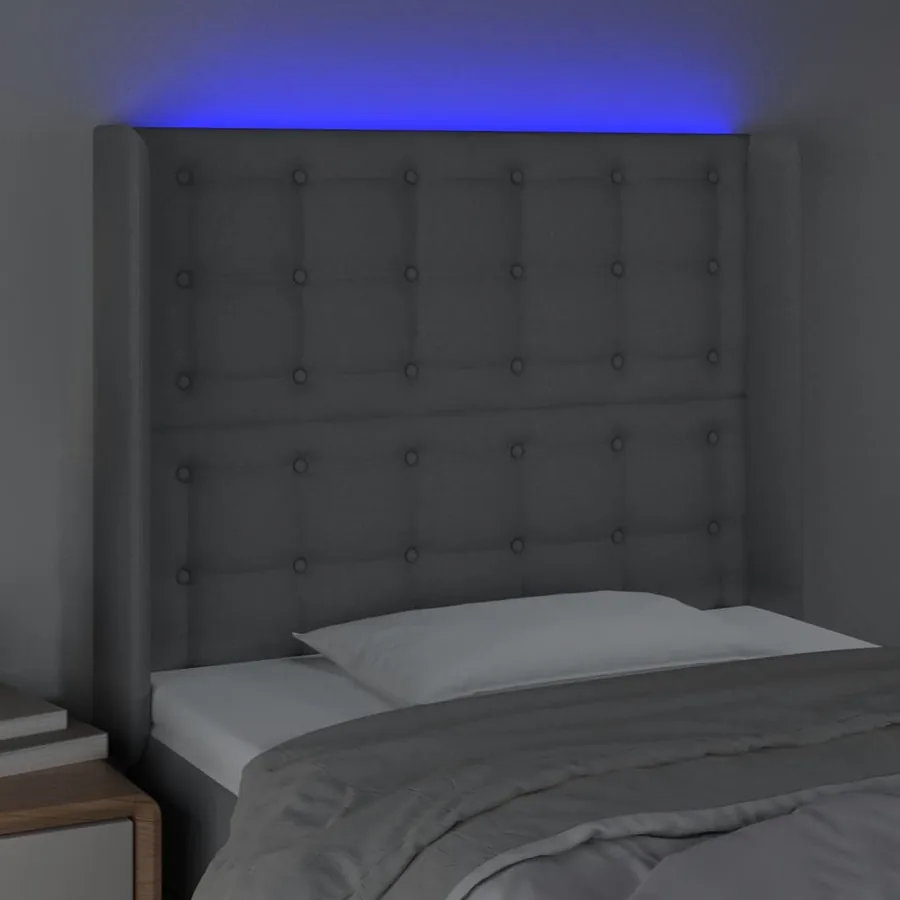 Tête de lit à LED Gris clair 83x16x118/128 cm Tissu - 4