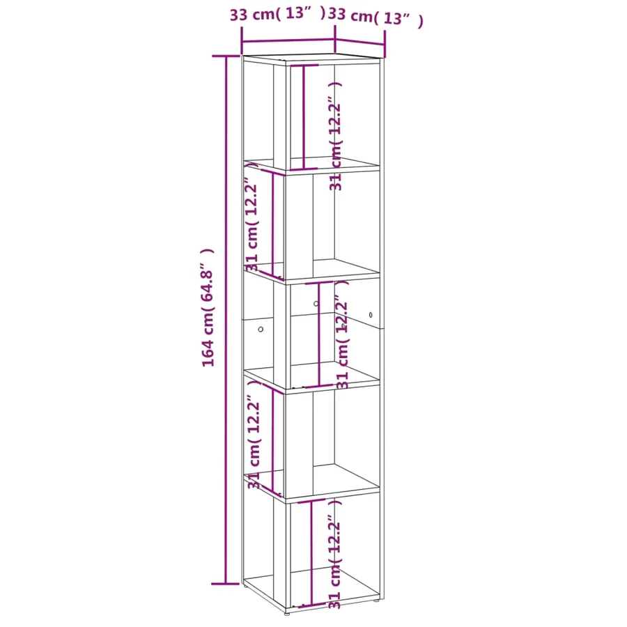 Armoire d'angle Sonoma gris 33x33x164,5 cm Bois d'ingénierie - 9