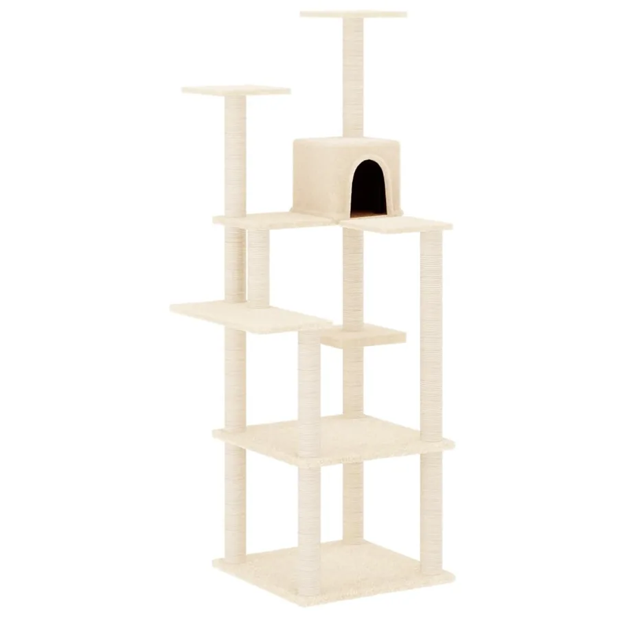 Arbre à chat avec griffoirs en sisal Crème 153 cm - 2