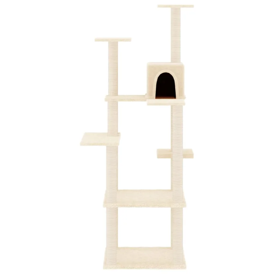 Arbre à chat avec griffoirs en sisal Crème 153 cm - 3