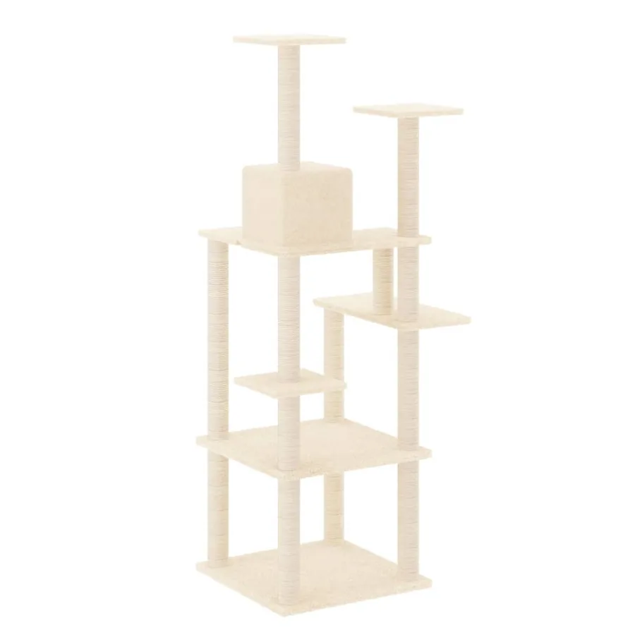 Arbre à chat avec griffoirs en sisal Crème 153 cm - 5
