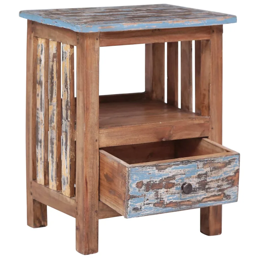 Table de chevet 41x30x50 cm bois d'acajou massif - 2