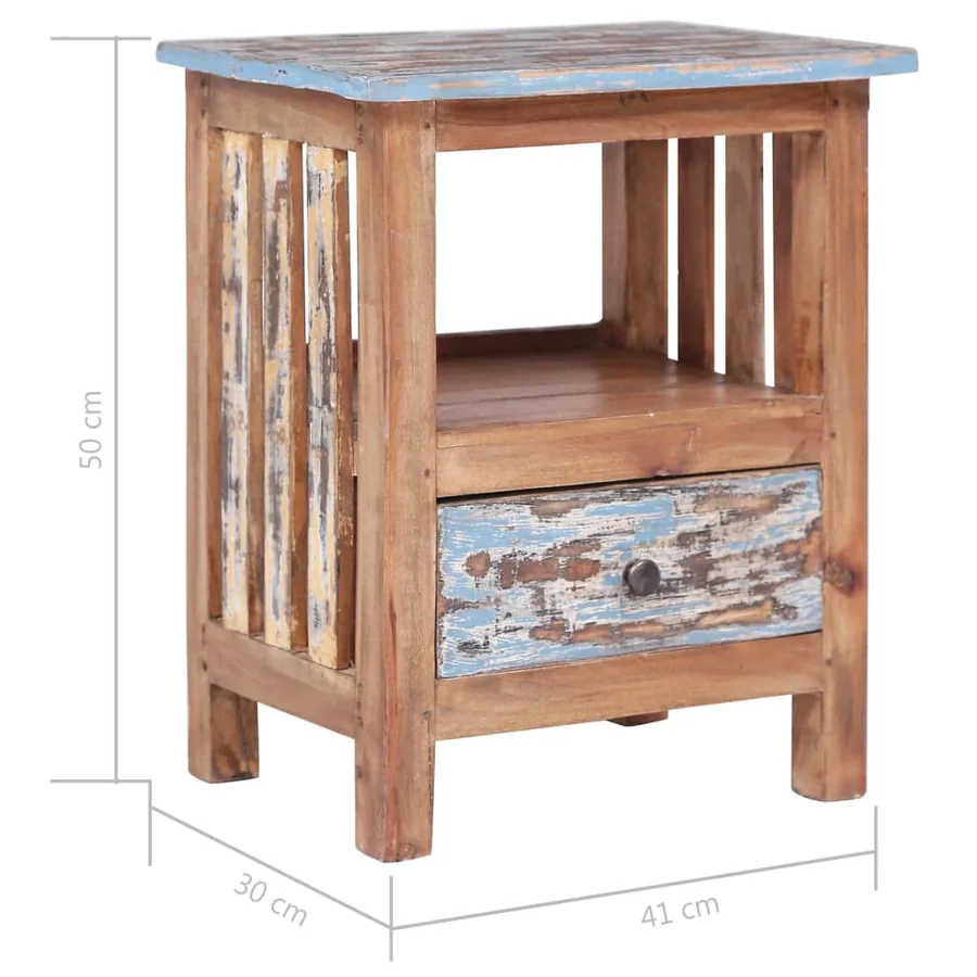 Table de chevet 41x30x50 cm bois d'acajou massif - 9