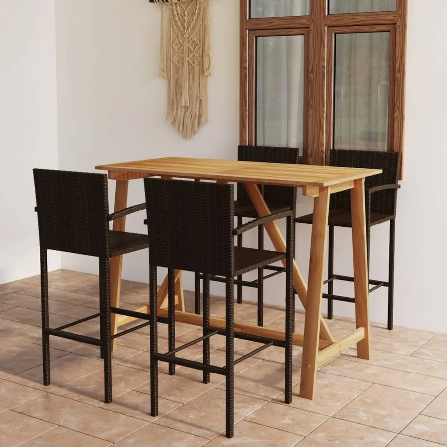 Ensemble de bar de jardin 5 pcs Marron