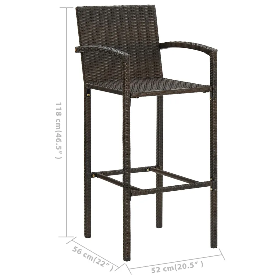 Ensemble de bar de jardin 5 pcs Marron - 11