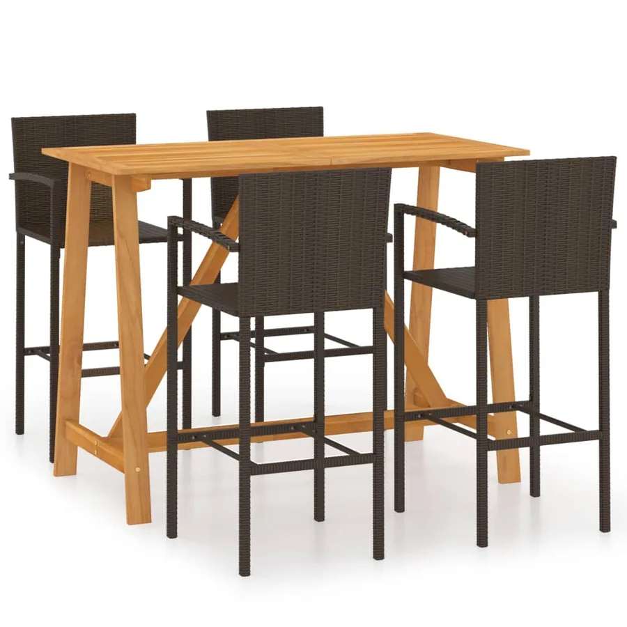 Ensemble de bar de jardin 5 pcs Marron - 2