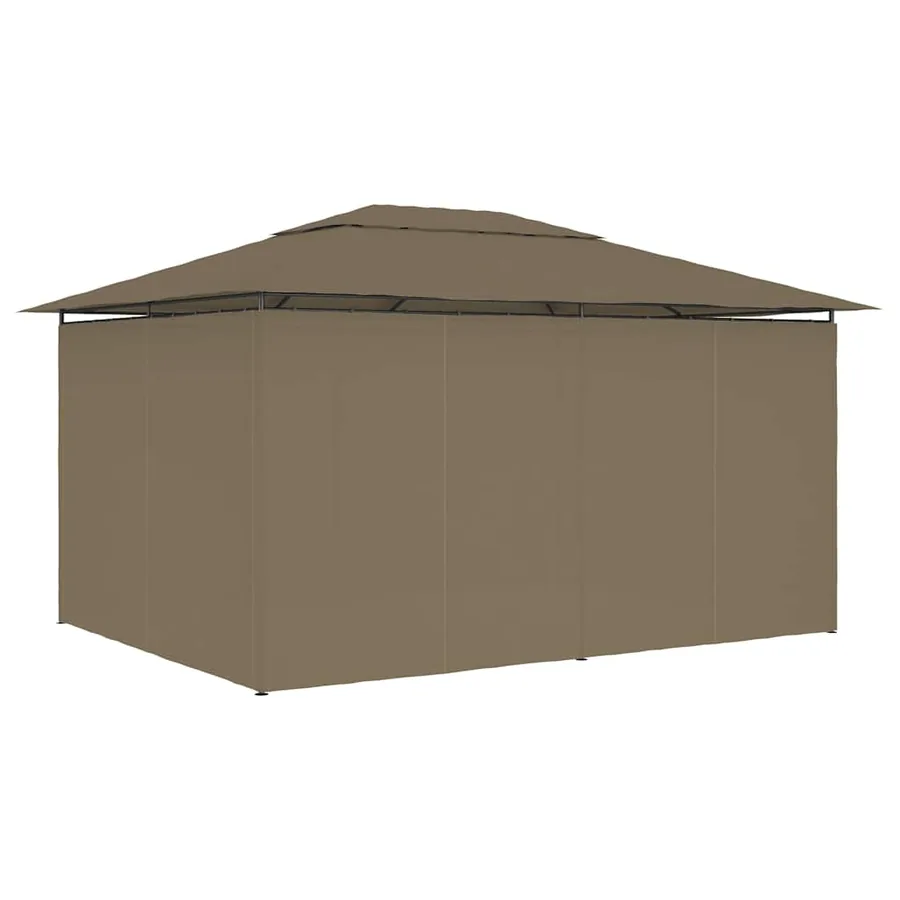 Chapiteau de jardin avec rideaux 4x3 m Taupe 180 g/m² - 4