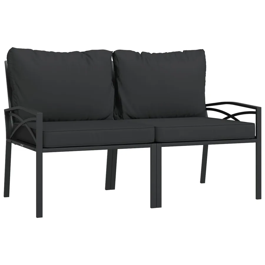 Salon de jardin 7 pcs avec coussins gris bambou acier - 4
