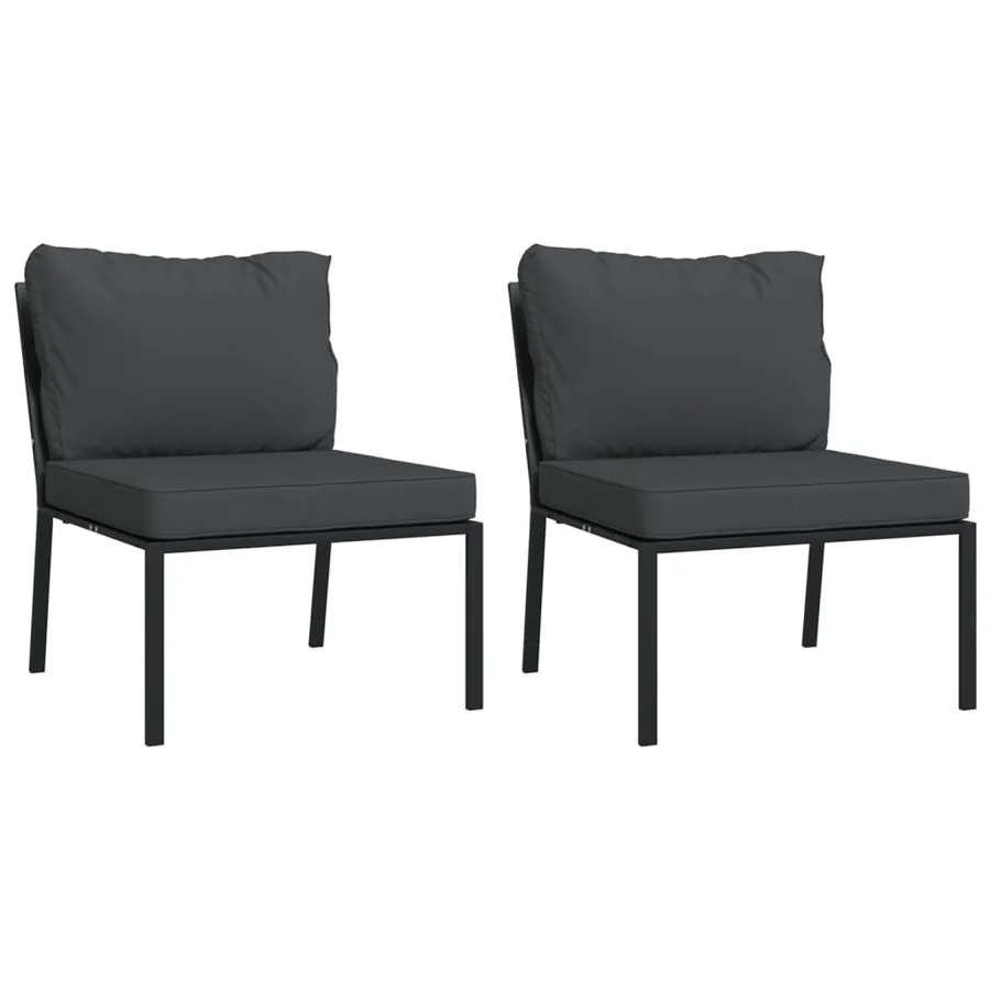 Salon de jardin 7 pcs avec coussins gris bambou acier - 6