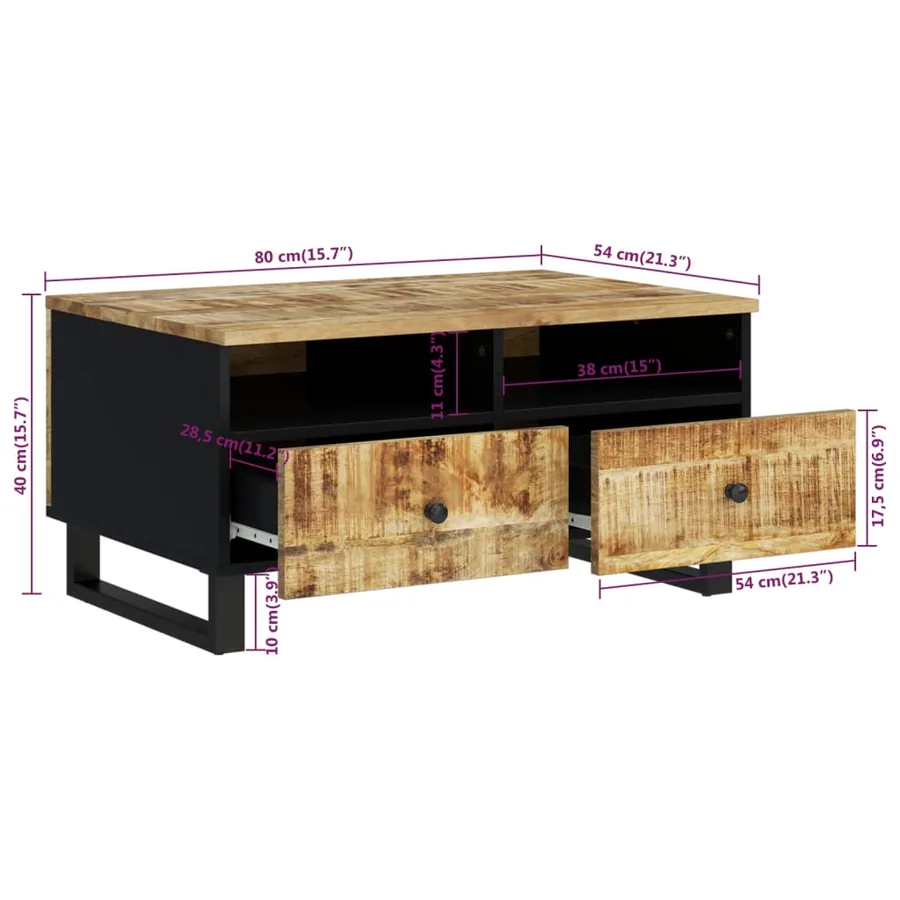Table basse 80x54x40 cm Bois de manguier solide et d'ingénierie - 10