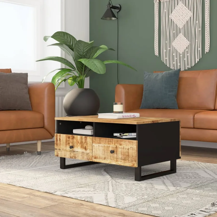 Table basse 80x54x40 cm Bois de manguier solide et d'ingénierie - 3