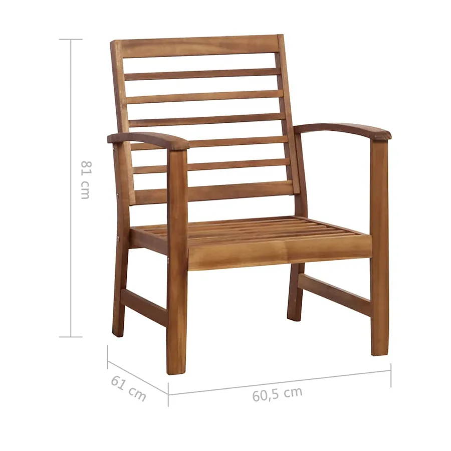 Salon de jardin 4 pcs Bois d'acacia solide - 11